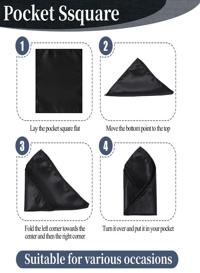 Gtziqa Pocket Squares for Men, 6 Pcs Black Handkerchief Solid Silk Hankies for Men Suit Party Daily Christmas Father's Day Gifts - Image 4
